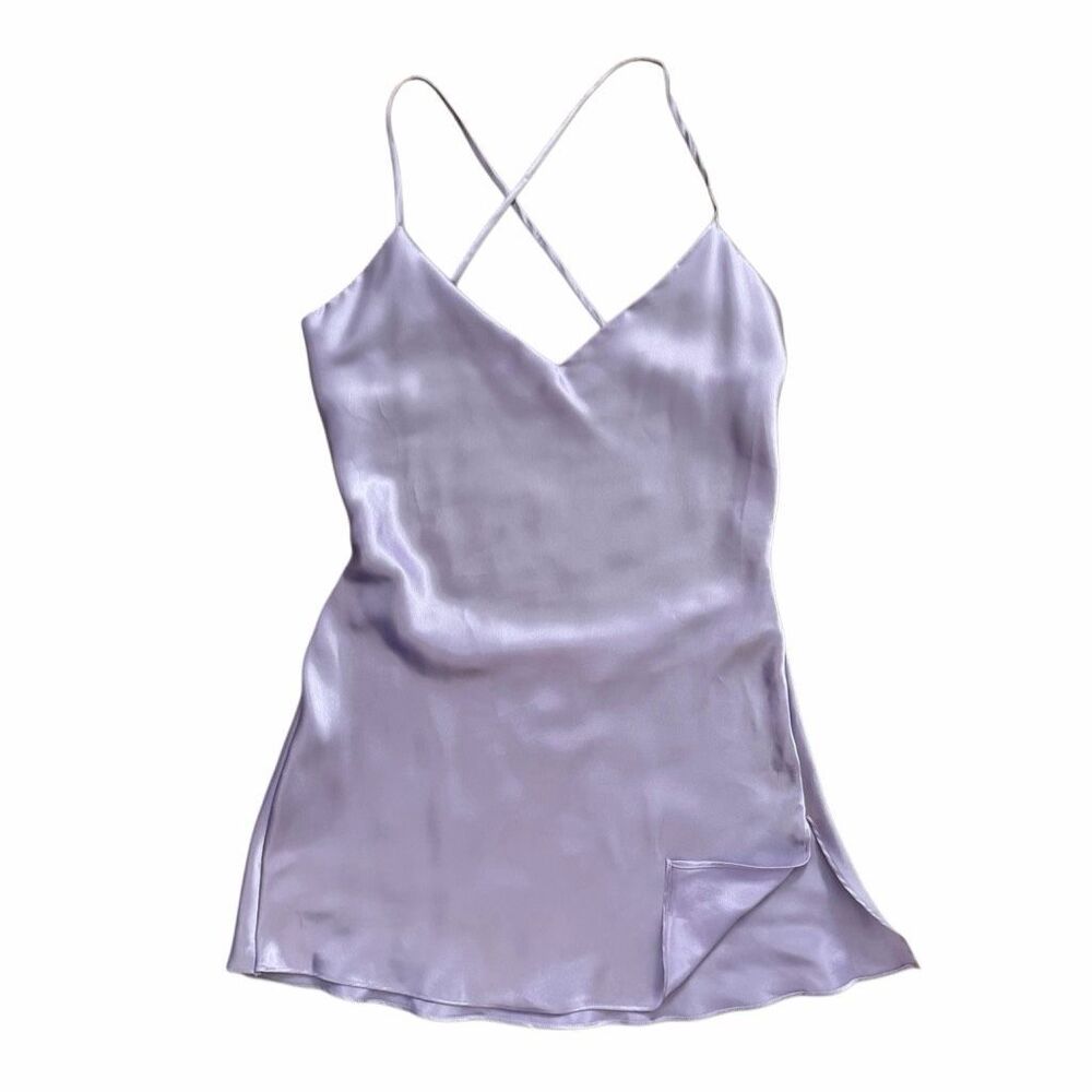 Victoria’s Secret Satin Slip Dress Lavender Purple Cowl Neck Open Back Size S